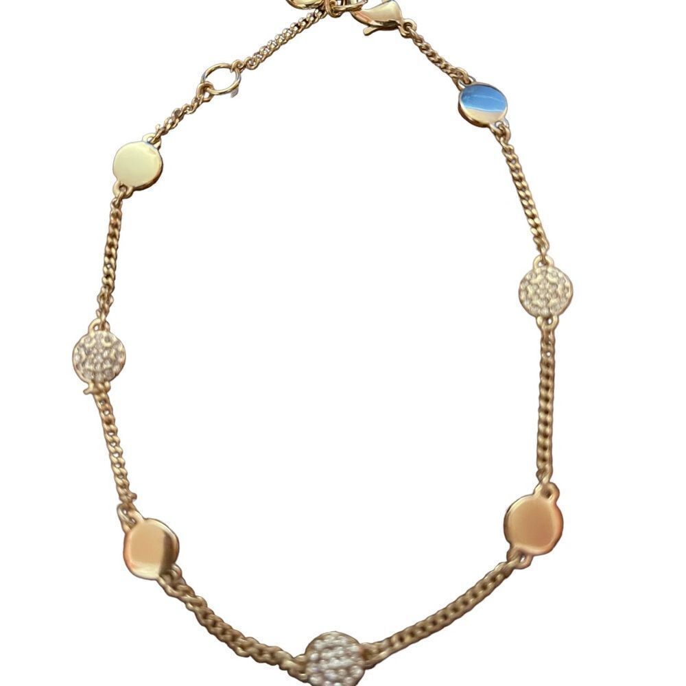 NWOT DKNY 9” gold tone and crystal anklet